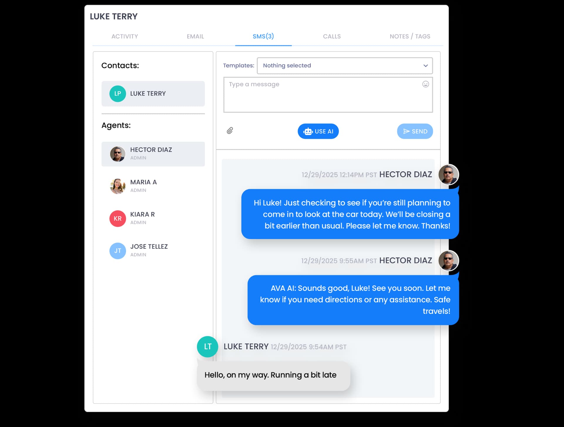 Text Messaging Built Right In - 98% open rate vs. 20% on emails