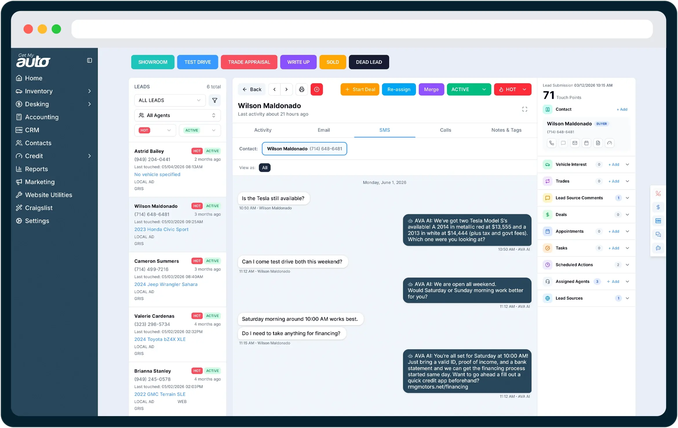 AVA AI helps dealerships engage website visitors through intelligent conversations guiding shoppers through