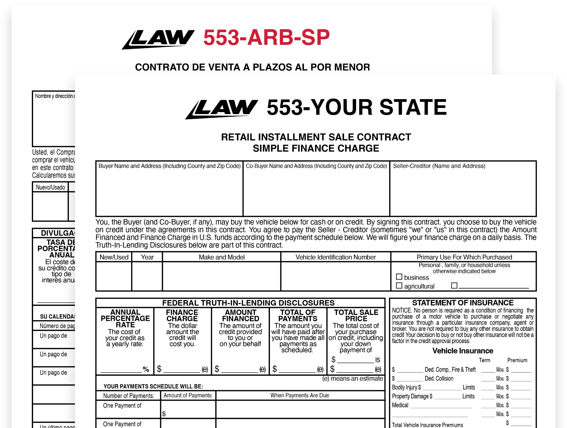 LAW 553 Retail Installment Contract form