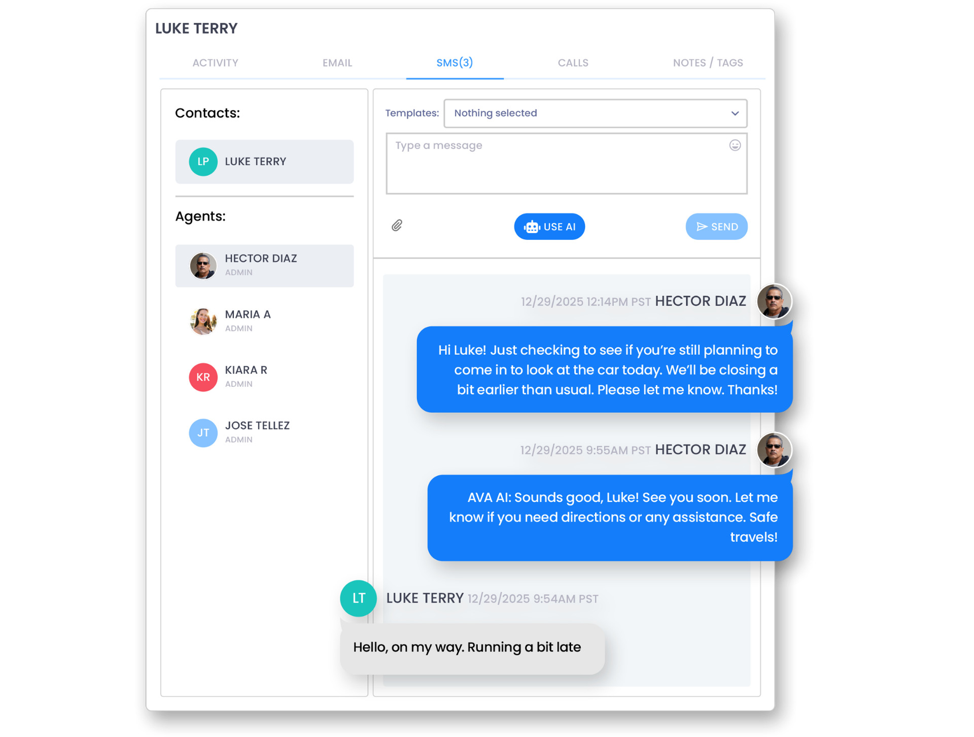 Built-in text messaging in the Get My Auto CRM