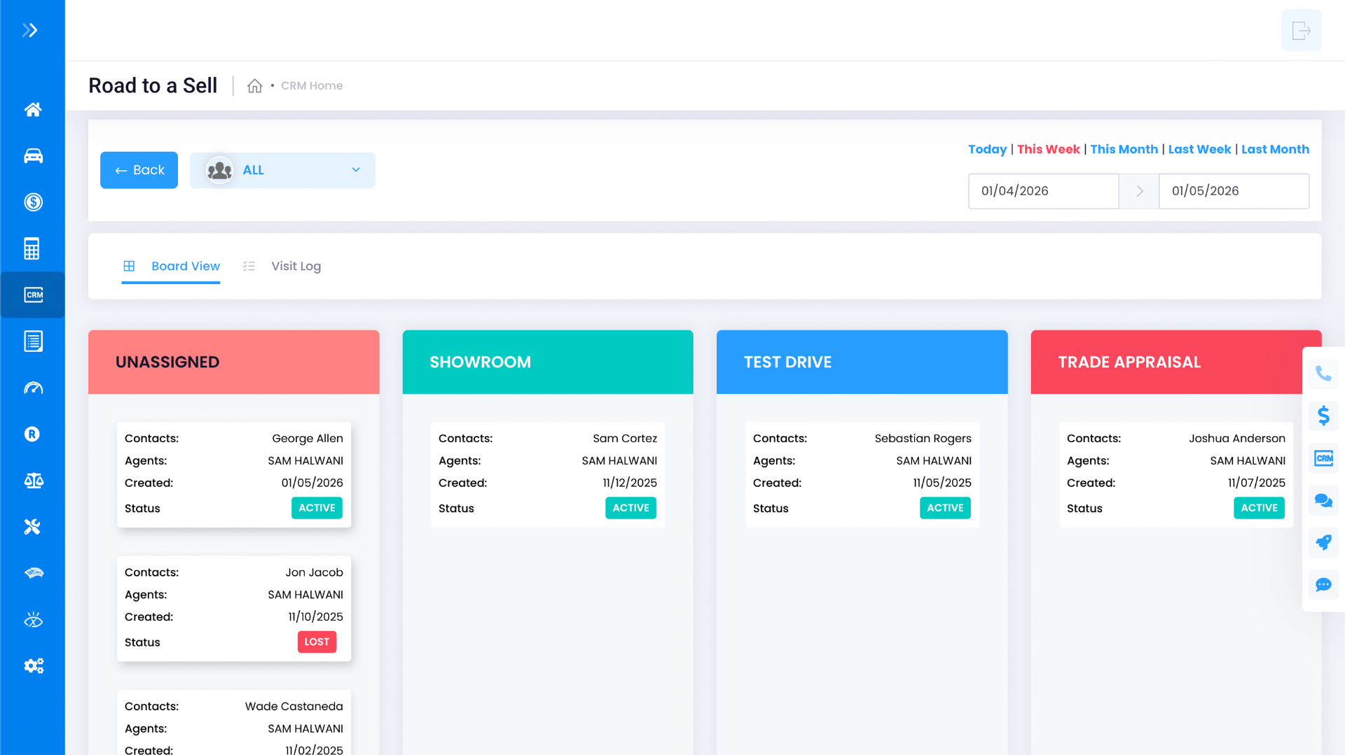 Visual sales pipeline in the Get My Auto CRM