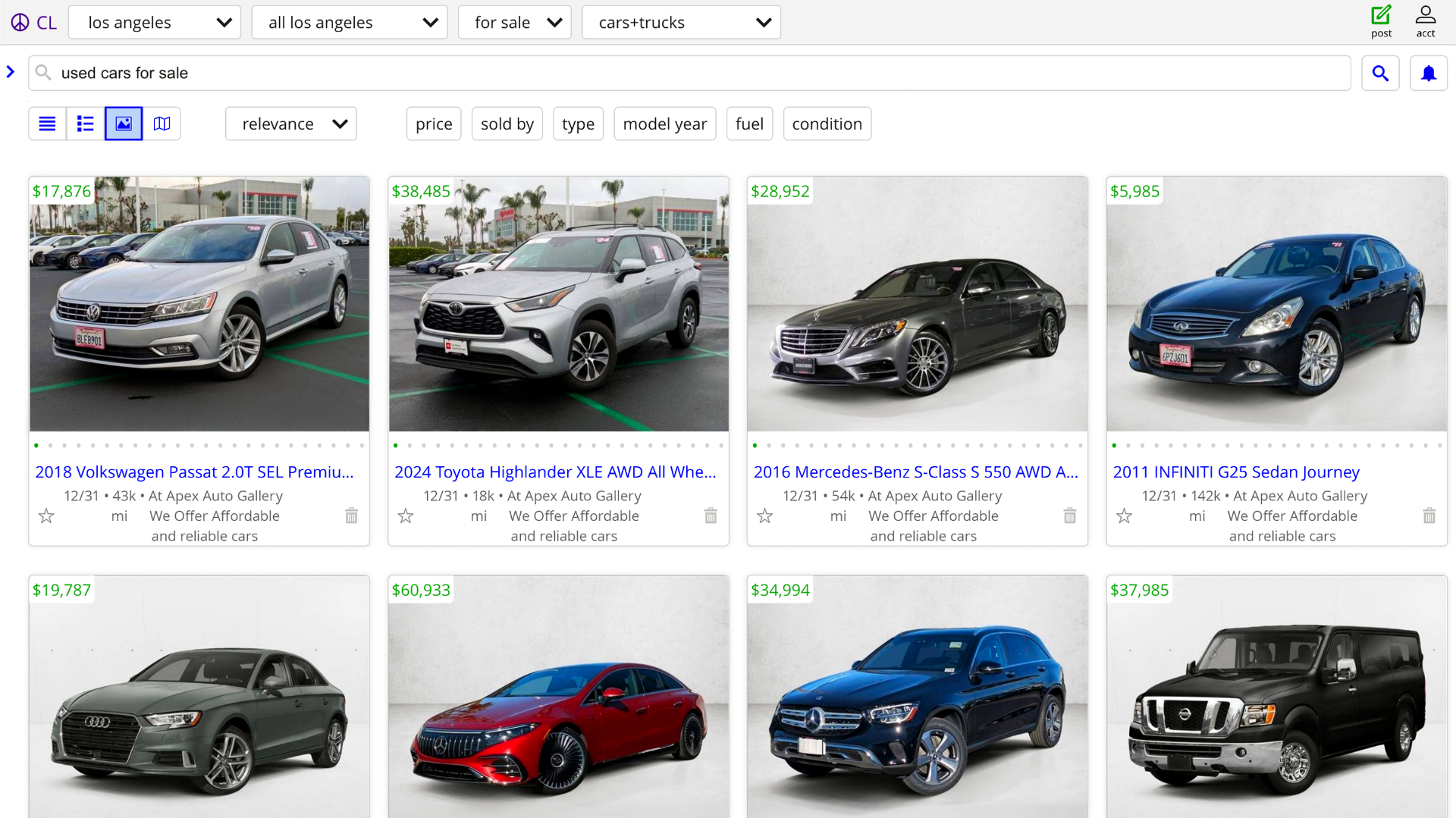 Craigslist Posting Desktop View