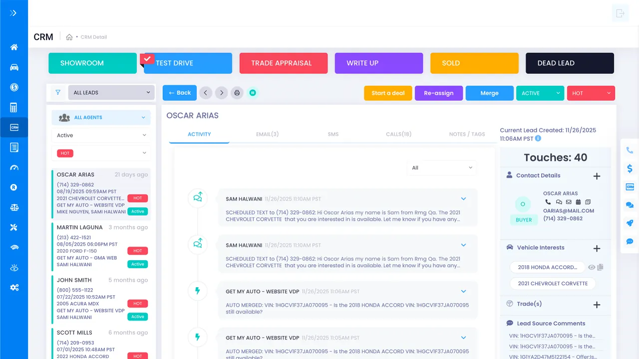 Get My Auto CRM dashboard built for used car dealers