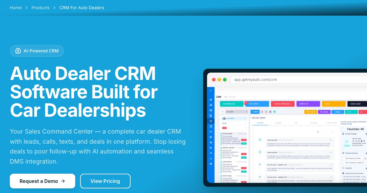 Dealercrm Automotive CRM for Car Dealerships | Auto Dealer CRM | Get My Auto